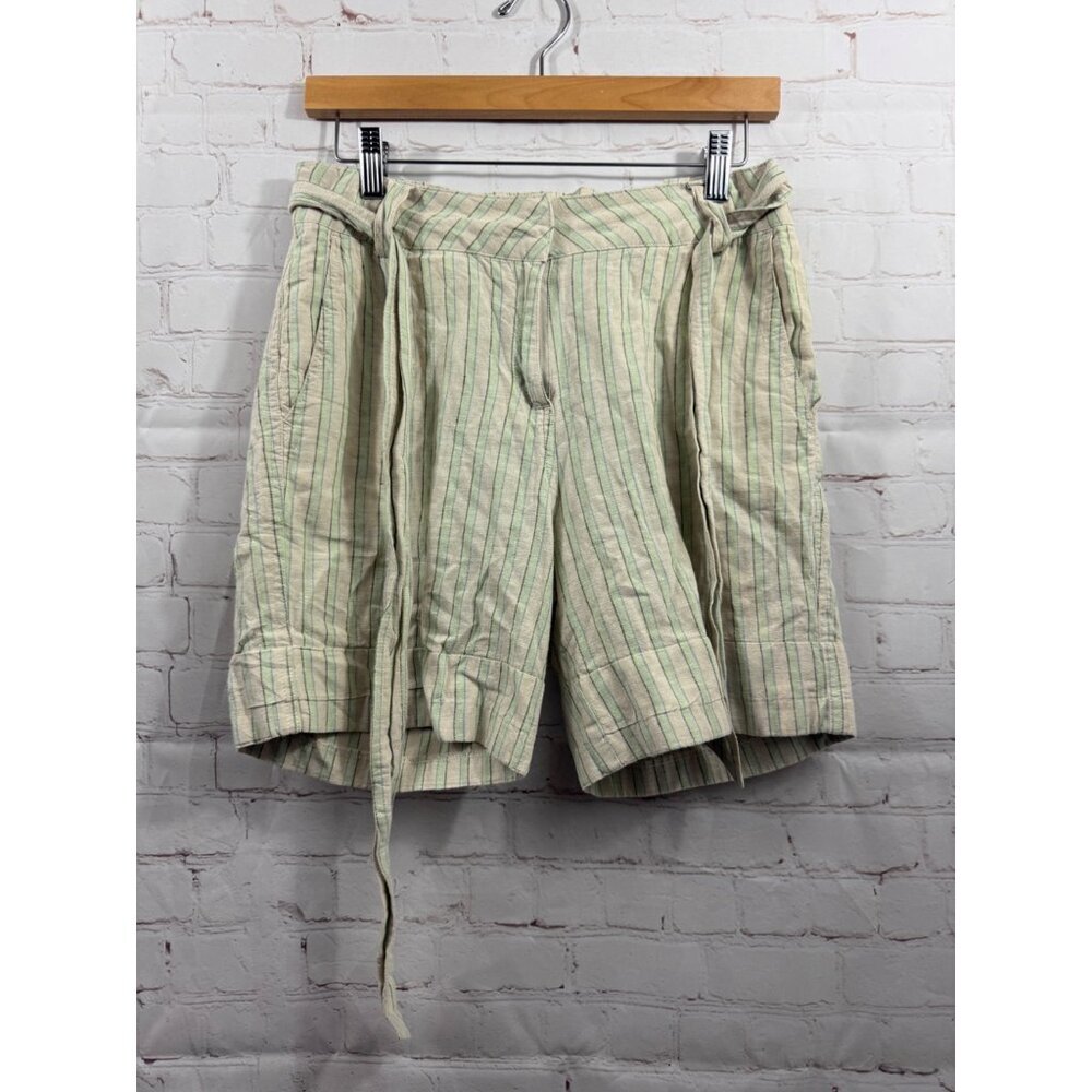 Bamboo Traders Shorts Womens Size 6 Multicolor Stripes Linen Blend Mom Style